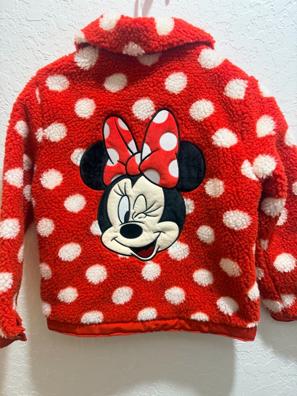 Disney Red and White Polka Dot Minnie Sherpa Hoodie for Kids